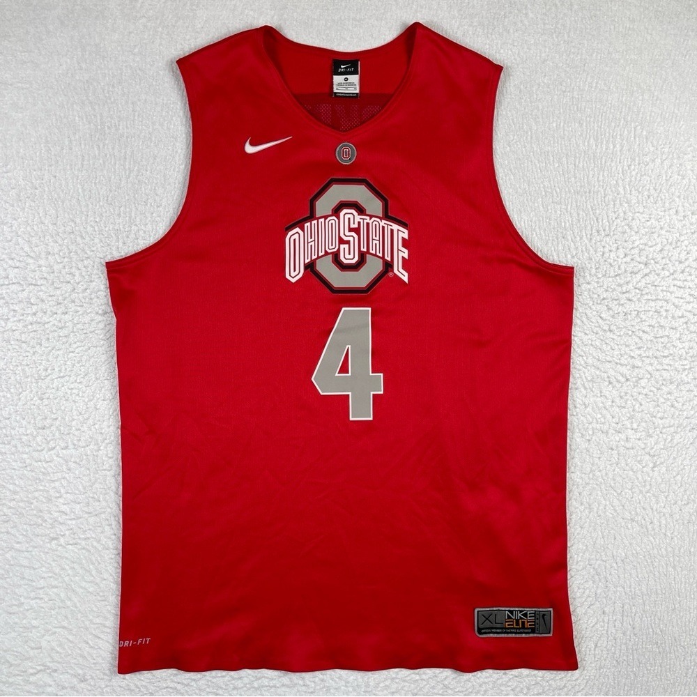 Nike Ohio State Buckeyes Basketball Jersey Mens XL Red Nike Elite NCAA #4 OSU‎